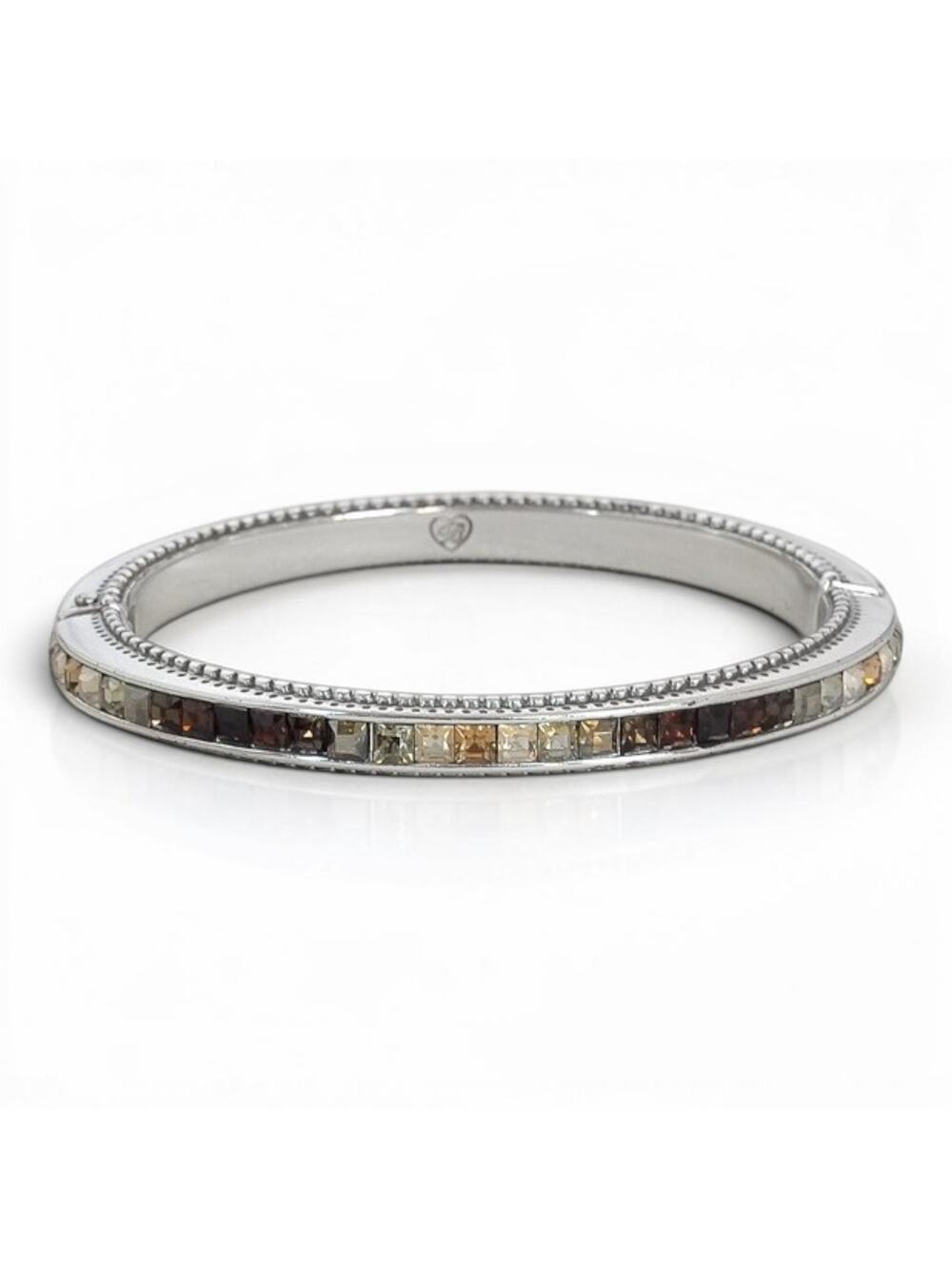 Brighton Spectrum Topaz Gradient Crystal Hinged Bangle Silver Plated Magnetic